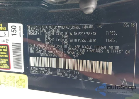 2016 Toyota Sienna Xle 7 Passenger from USA, damaged, VIN 5TDDK3DC2GS140317